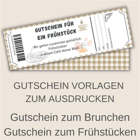 Gutschein zum Brunchen Gutschein Vorlage zum Frühstücken gehen