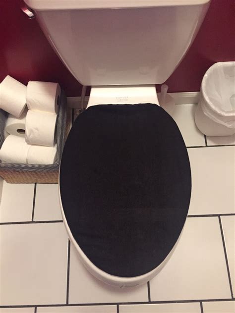 Black Bathroom Terry Cloth Toilet Seat Elongated Lid Cover Made In Usa