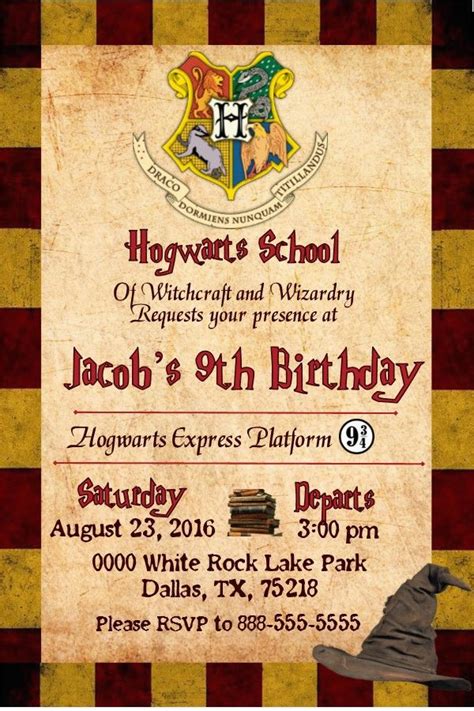 Harry Potter Birthday Invite Template