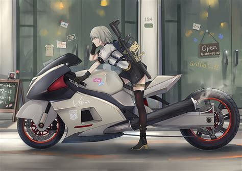 Hd Wallpaper Girl Anime Motorcycle Wallpaper Flare