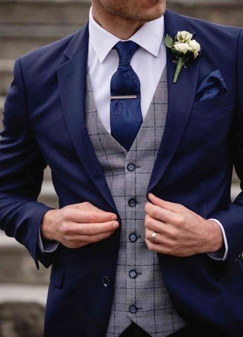 Men 3 Pieces Wedding Suit Wedding Suits Men Blue Blue Suit Wedding