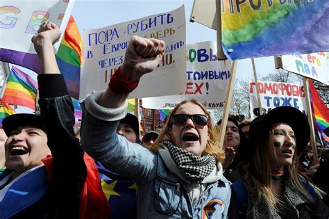 Russian Lgbt Activists March In Rainbow May Day