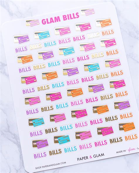Gold Foil Glam Bills Planner Stickers Paper And Glam Planners
