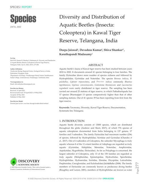 Pdf Diversity And Distribution Of Aquatic Beetles Insecta