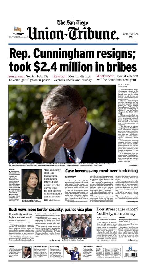 November 29, 2005: Congressman resigns - The San Diego Union-Tribune