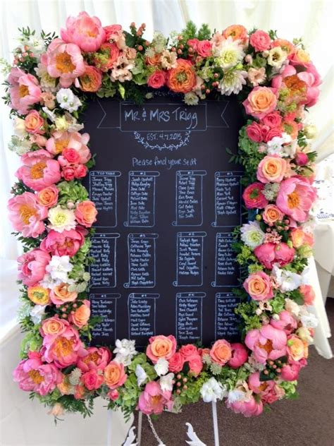 Or hang the frame on a wall with sturdy picture hooks. Table plan frame with flowers Coral flowers, floral ...