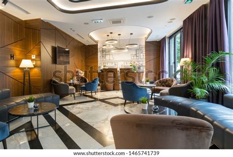 Interior Modern Luxury Hotel Reception Stock Photo 1465741739