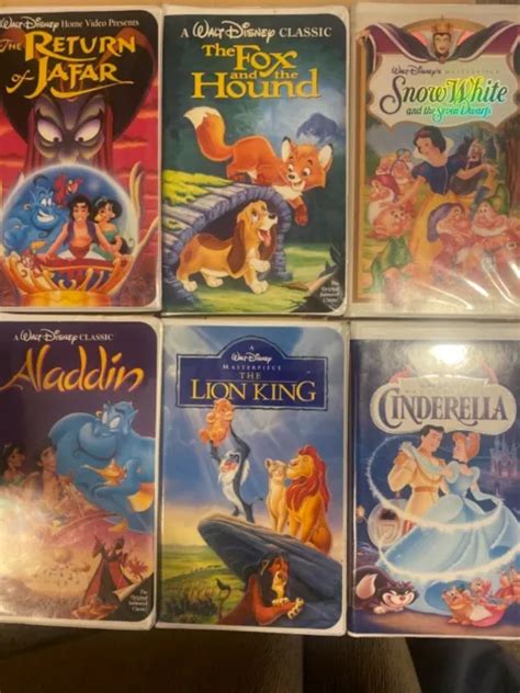LOT OF 6 DISNEY VHS Tapes ALADDIN SNOW WHITE CINDERELLA LION KING