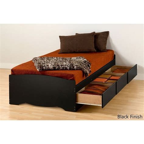 Twin Xl Platform Bed Frame 3 Storage Drawers Black