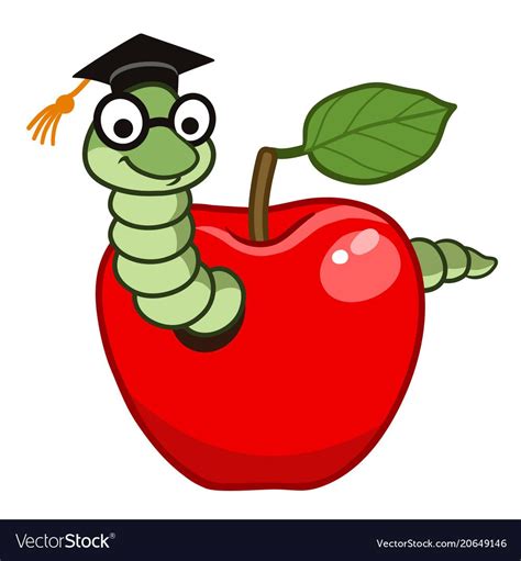Bookworm In Apple Vector Image On Vectorstock Character Illustration