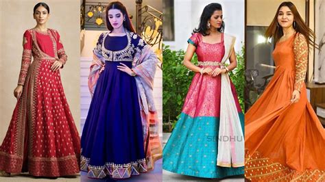 Depending on the fabric, they can be worn for everyday or for any special occasion. Partywear ethnic gown designs for girls || Floor touch ...