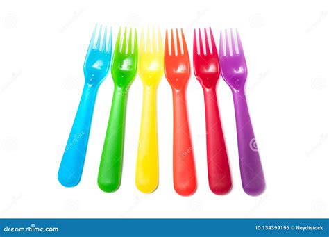 Colorful Baby Plastic Forks On White Background Stock Photo Image Of