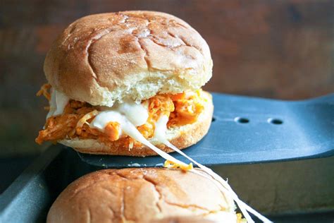 Buffalo Chicken Sliders Are Made With Shredded Chicken Wing Sauce