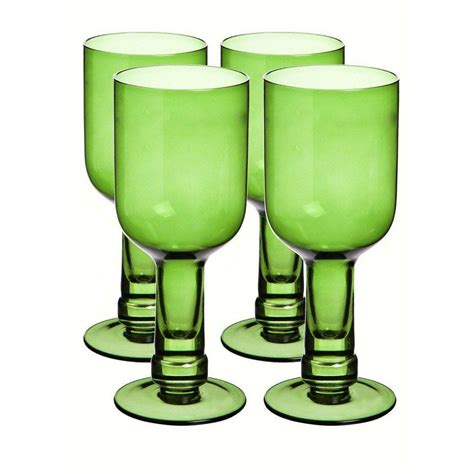 By The Bottle Wine Glass Green Set Of 4 In 2021 Glass Bottle Diy
