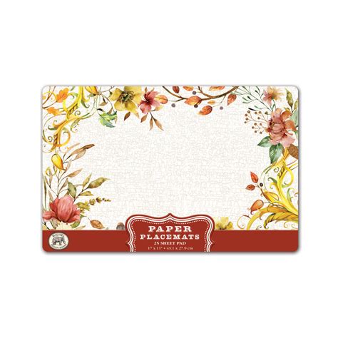 Fall Leaves And Flowers Paper Placemats Stonewall Kitchen