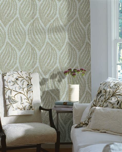 Living Room Decor Idea Feature Wall Wallpaper Contemporary Leaves