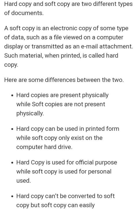 This function can be done in english, hindi and many other languages through net. difference between soft copy and hard copy - Brainly.in