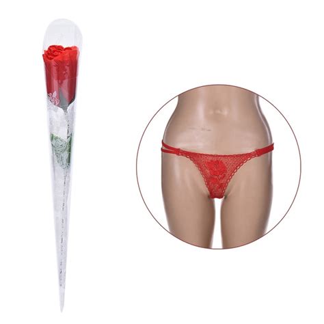 Women Sexy Rose Flower Lace G String Briefs Thongs Romantic V String Panties Valentines Day