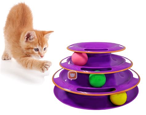 Purrfect Feline Titan S Tower New Safer Bar Design Interactive Cat Ball Toy Exerciser Game