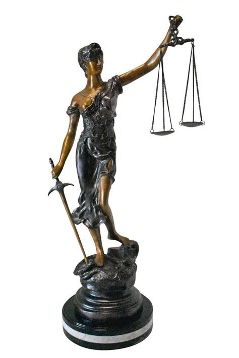 Lady Justice Bronze Statue Mounted On A Marble Size 14l X 16w X 32