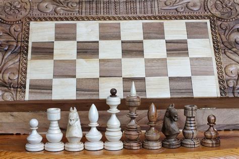 Large Wood Chess Set 3 In 1 Сhess Table Board With Storage Etsy