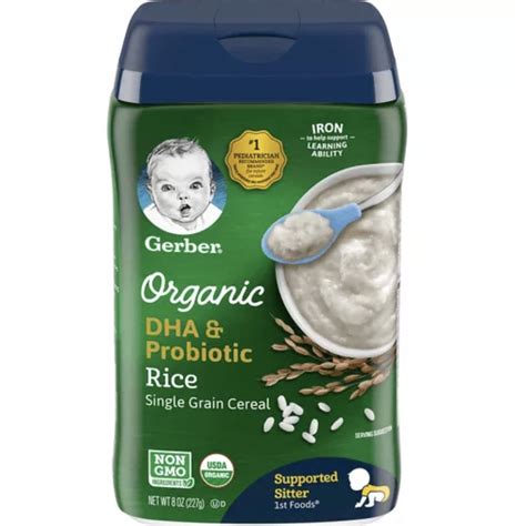 Gerber Organic Dha And Probiotic Rice Single Rice Cereal 1st Foods