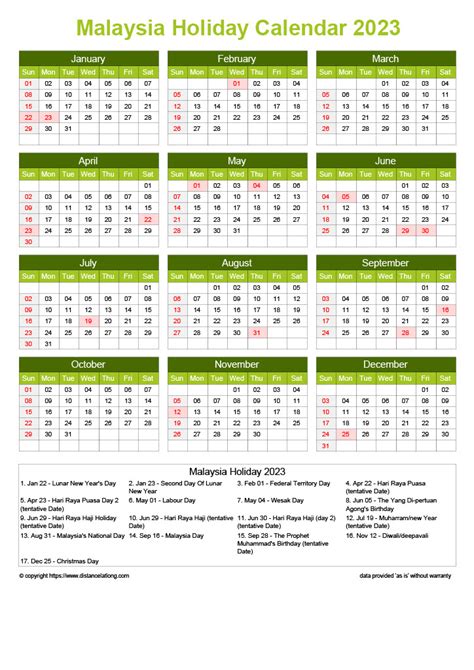 Download Free Printable 2023 Monthly Calendar With Malaysia Holidays