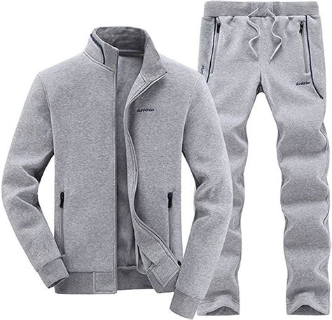 Mens Tracksuit Classic Autumn Winter Warm Up Jogging Workout Suitgray