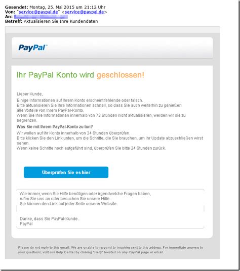 Spend, send, and receive money the way you want, simply and securely, with paypal. Internetbetrug per E-Mail: Ihr PayPal Konto wird ...