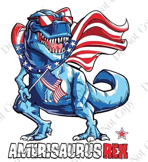 Americasaurus Rex Dinosaur 4th Of July Flag Red White Etsy
