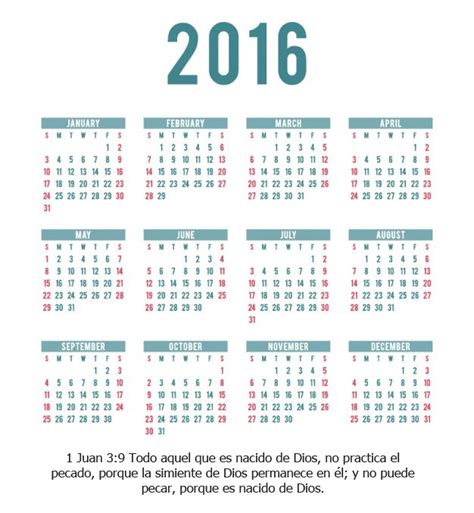 Calendario Cristiano 2016 Mes A Mes Y Completo Imagenes Cristianas