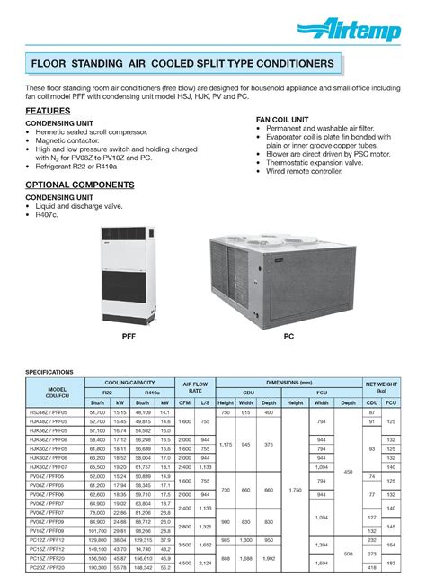 Floor Standing Air Cooled Split Type Conditioners