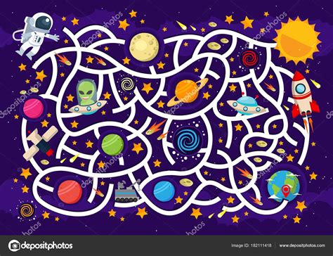 These free printables are great for when your class is talking about outer space! Fun Educational Space Theme Maze Puzzle Games Children ...