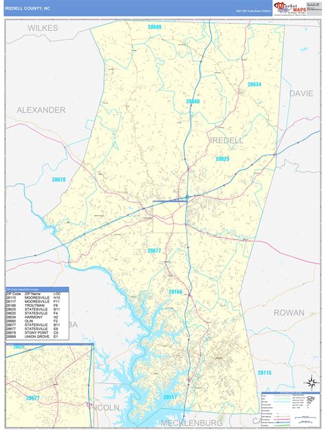Iredell County Nc Zip Code Wall Map Basic Style By Marketmaps Mapsales