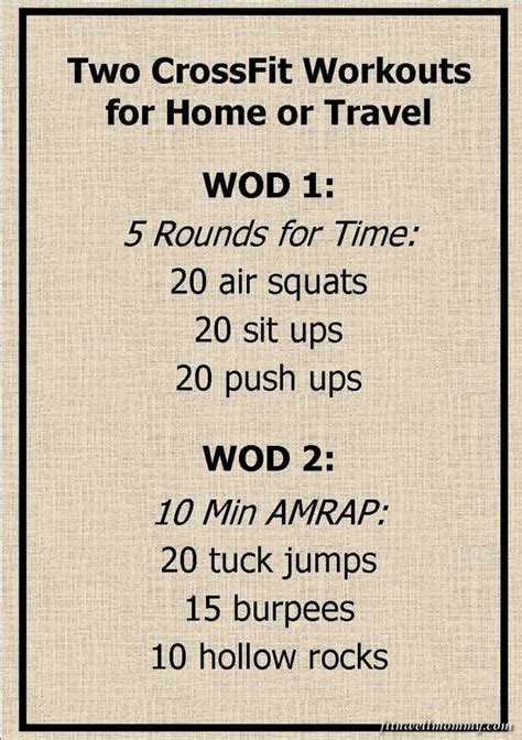 Two Simple Crossfit Wods For Home Or Travel Fitness Workouts Routine
