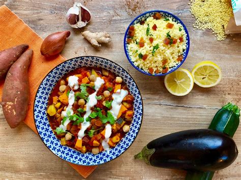 Rezept für Gemüse - Tajine mit Riesen Couscous und Kichererbsen