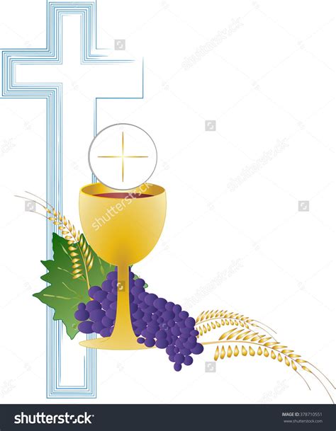 Eucharist Symbol Of Bread And Wine Chalice And Host With Wheat Ears