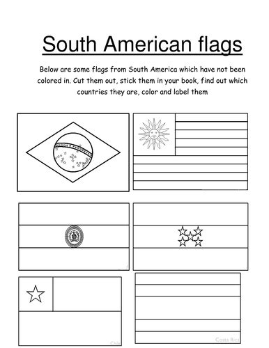 Color In And Research The Flags Of South America Teaching Resources