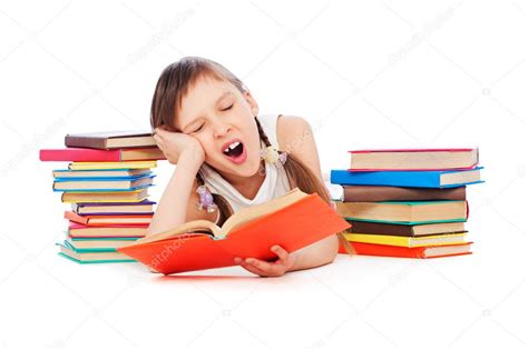 Drowsy Little Girl With Books Stock Photo By ©konstantynov 5329524