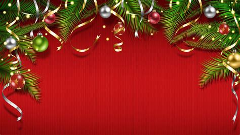Christmas Decoration Balls In Red Background Hd Christmas Wallpapers