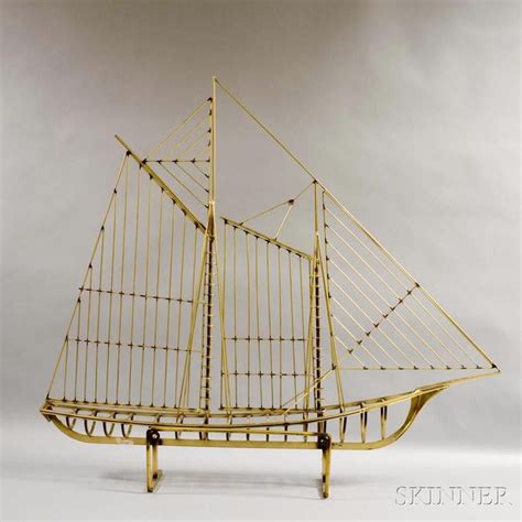 Stylized Brass Ship Model Auction 2997t Lot 1559 Sold For 369