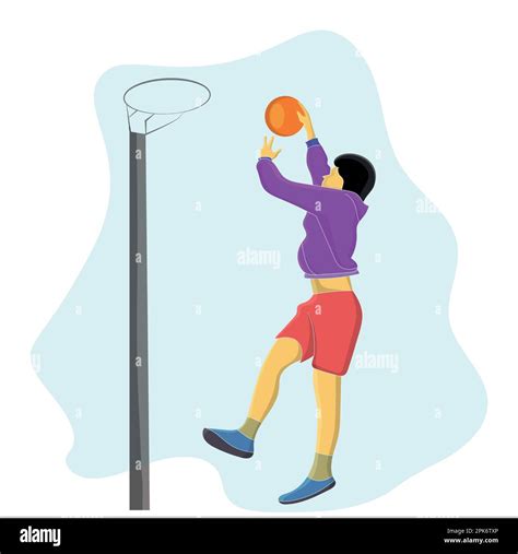 Boy Playing Basketball Flat Vector Illustration Design Stock Vector