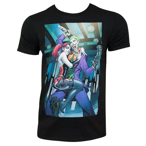 The Joker Joker And Harley Quinn Mens Black Cuddle T Shirt Medium
