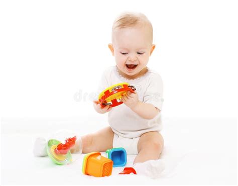 Cheerful Baby In Diapers Playing Stock Photo Image Of Child Calm