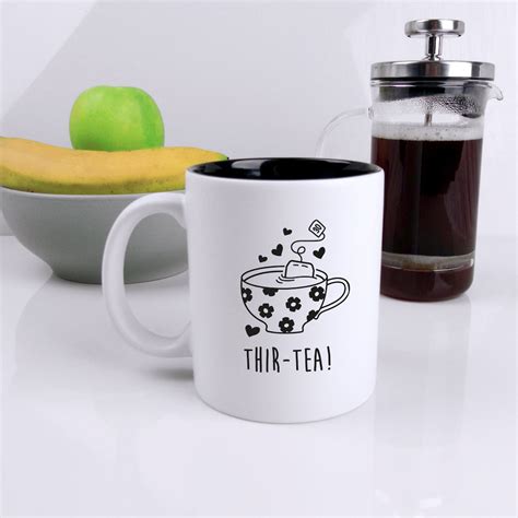 Black Reveal Engraved Coffee Mug Thir Tea Design Etsy