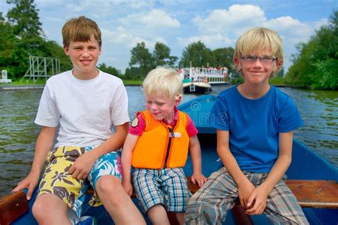 Boys In The Boat Stock Photo Image Of Smiling Boys 20735070