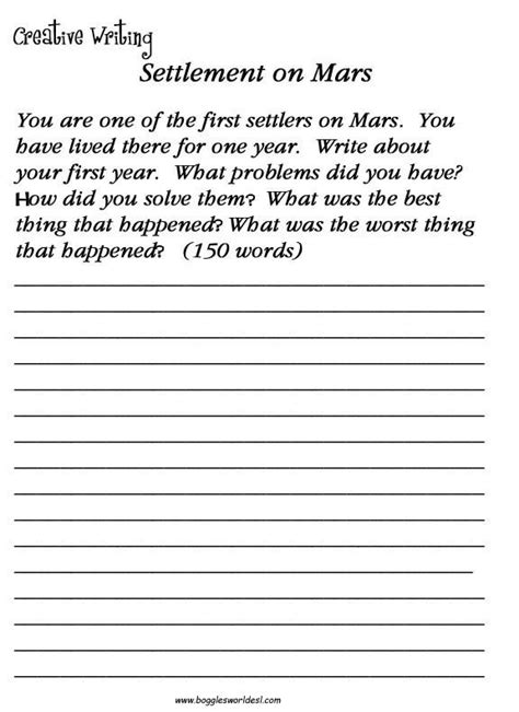 Esl Creative Writing Worksheets | Free Worksheets Samples