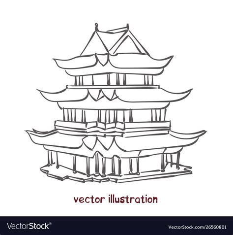 Sketch Chinese Pagoda Royalty Free Vector Image
