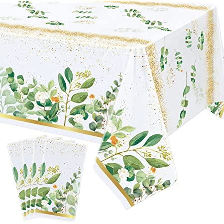 Amazon Com Eucalyptus Leaf Tablecloths Plastic Sage Greenery Table Cover Rectangle Disposable