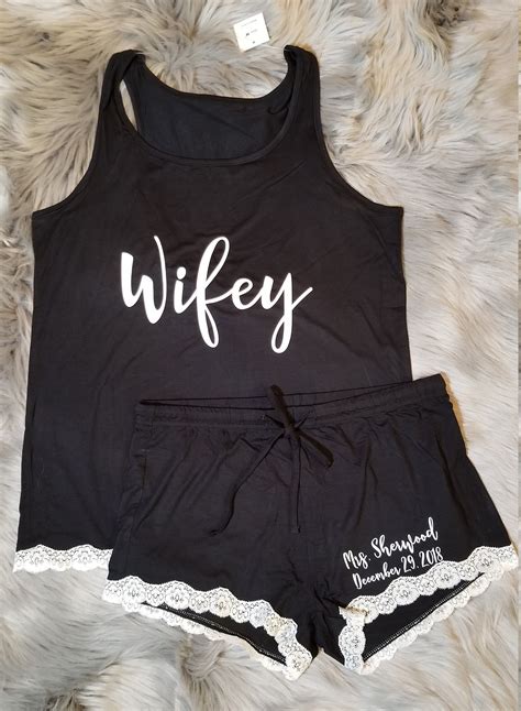 Personalized Wifey Comfy Pajama Set Personal Mrs With Etsy